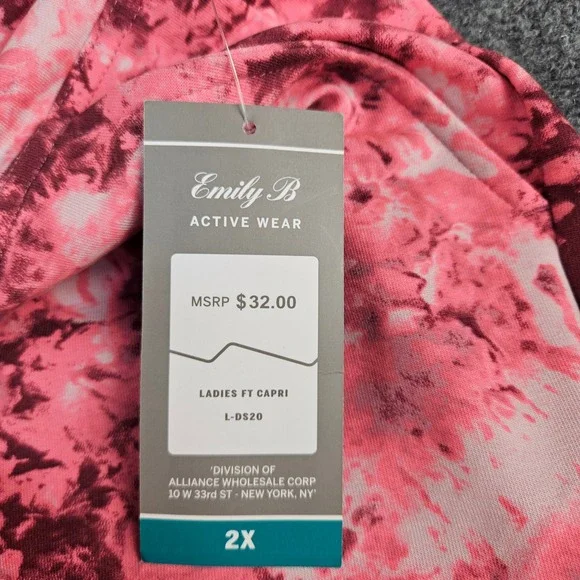 Emily B Active Wear Pink Tie Dye Capri Pants Plus Size 2X New NWT L-DS20 - Picture 6 of 8